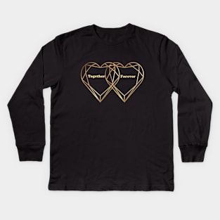 Together Forever Metallic Hearts Kids Long Sleeve T-Shirt